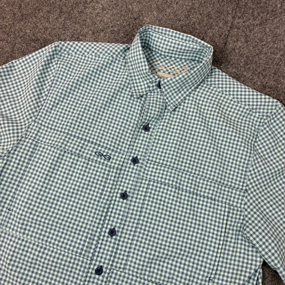 GameGuard Outdoors Mens Medium Blue Gingham Vented Fishing Shirt Short Sleeve MD